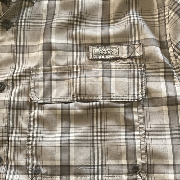 Ocean & Coast mens button down short sleeve shirt Lg gray plaid outdoor active - Picture 6 of 11